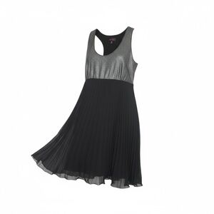 Patricia Field NY Black Silver Pleated Midi Dress Whimsigoth Goth Glam Size 12